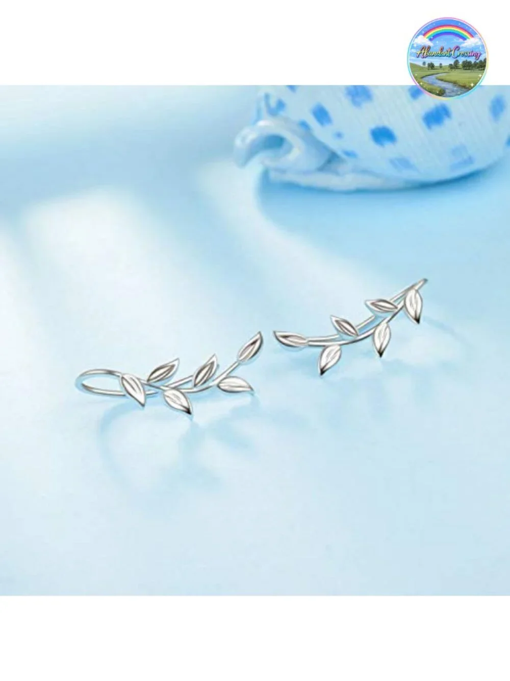 Leaf Ear Climber Earrings Cuff Wrap Sterling Silver Crawler Earrings